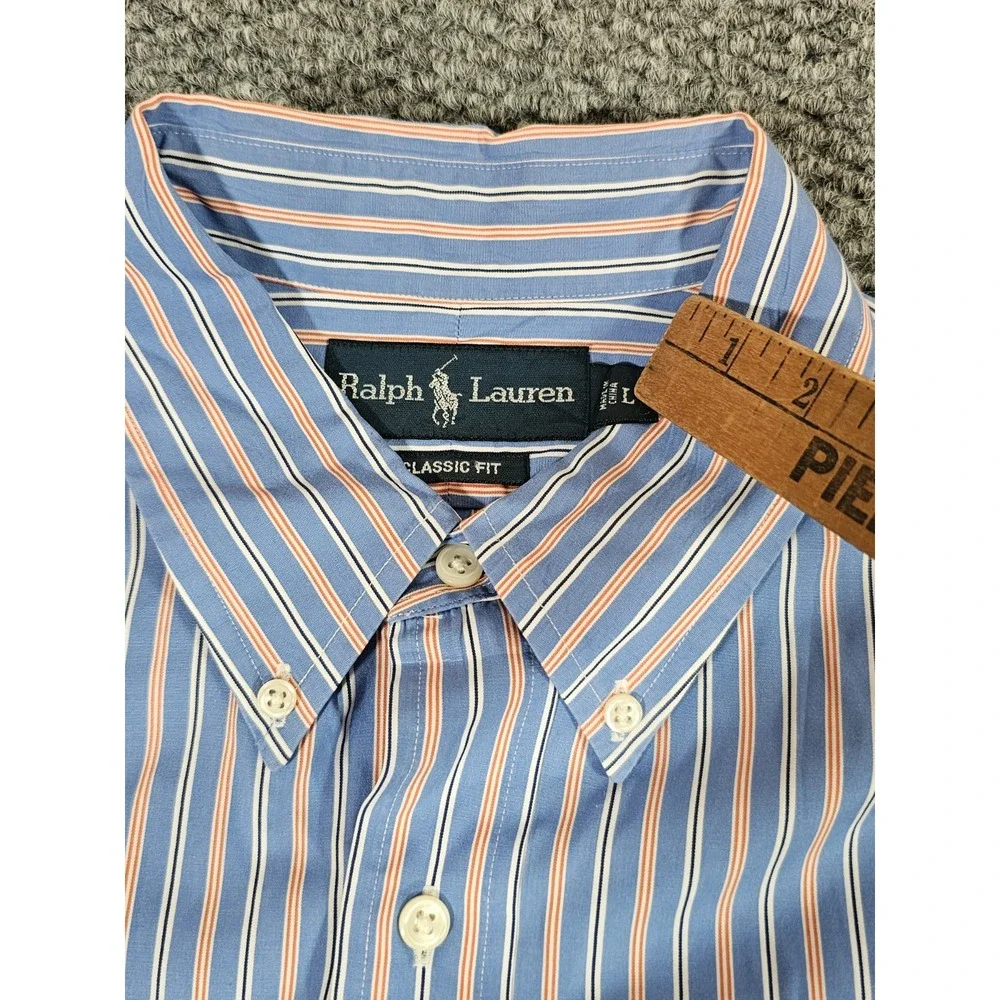 Polo Ralph Lauren Shirt Mens Large Long‎ Sleeve Button Adult Classic Fit Orange
